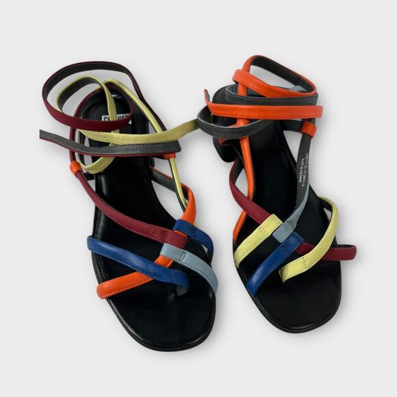 Camper Twins Lace-Up Multicolor Leather Strappy Sandals Size 38 - Picture 5 of 9